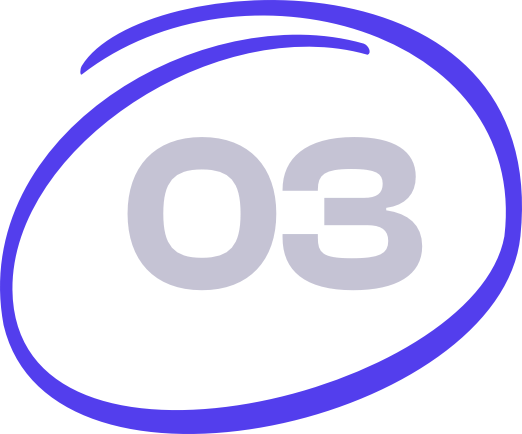 Number 03 in gray with a purple hand-drawn oval circling it.